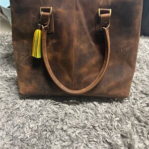 Serrv Brown Leather Tote Bag